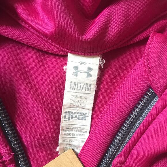 Under Armour All Seasons Gear Pink Track Jacket Mock Neck Size M Semi Fitted EUC - Picture 4 of 9